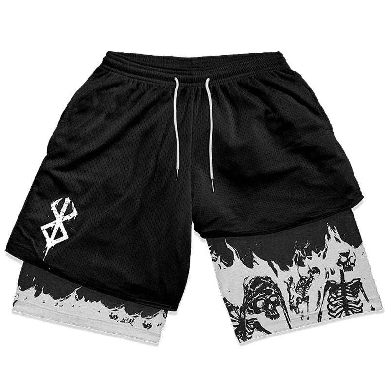 Y2K Summer Men Streetwear Anime High Waist Oversize Breathable Gym Short Pants Training Fitness Workout Track Shorts Clothes - null - Fashion Fossil -  