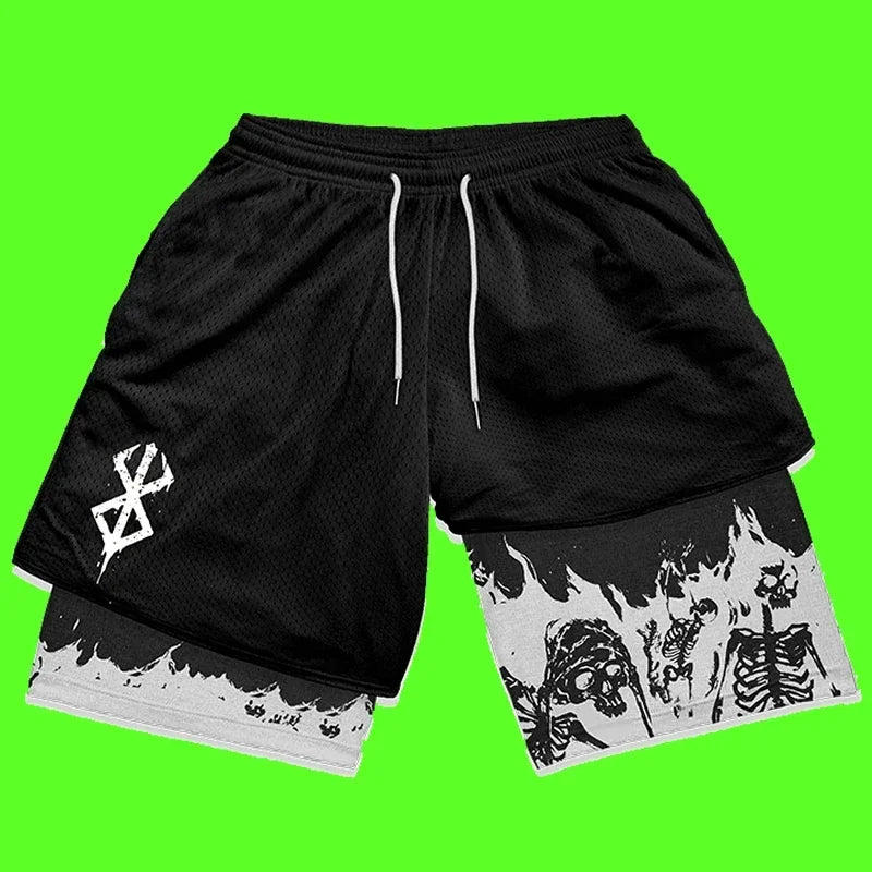 Y2K Summer Men Streetwear Anime High Waist Oversize Breathable Gym Short Pants Training Fitness Workout Track Shorts Clothes - null - Fashion Fossil -  