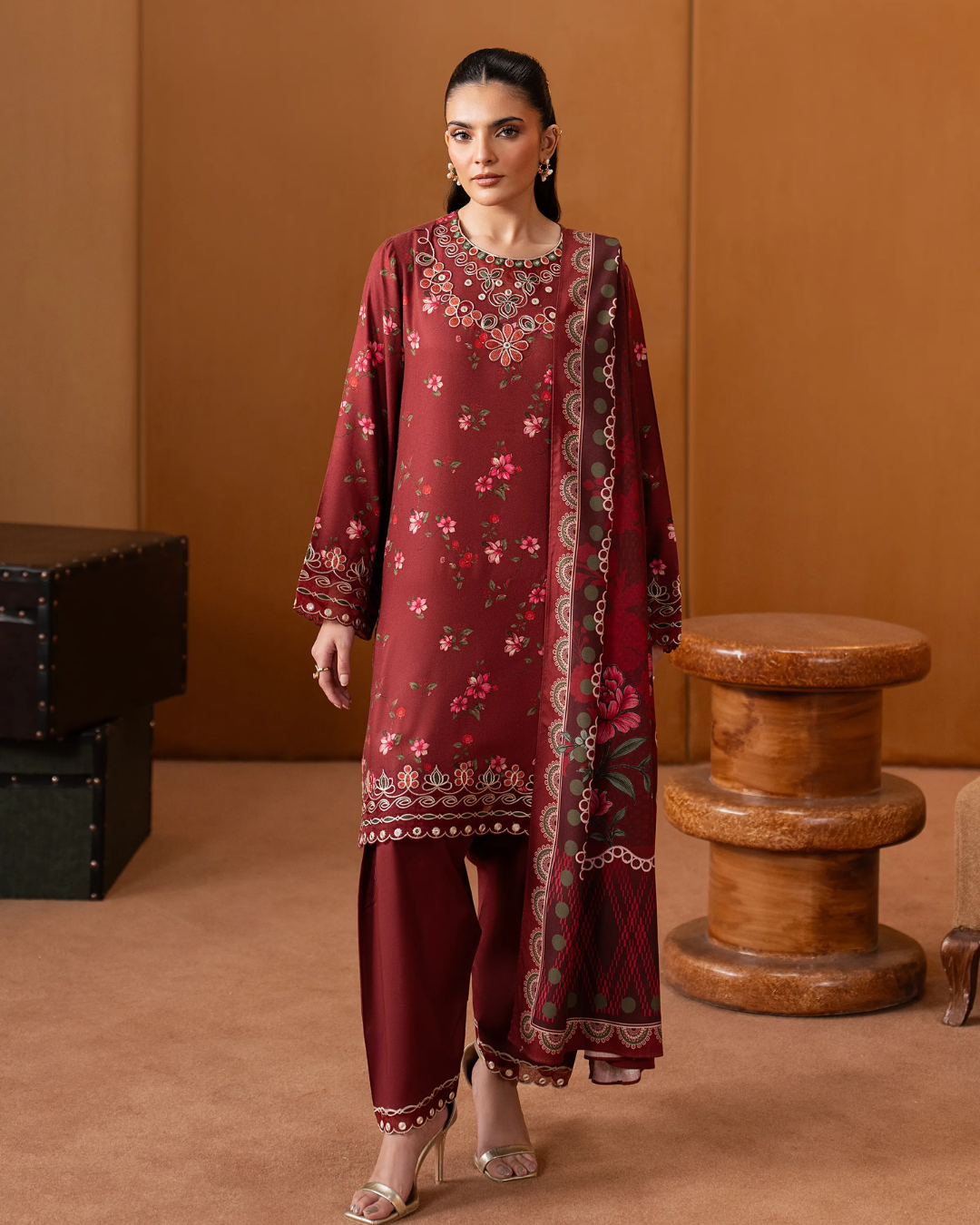 pret embroidered twill viscose suit 3 piece