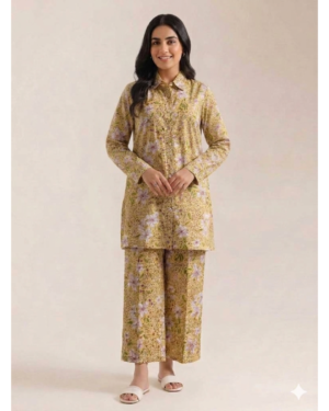 HOME printed khaddar co ord set
