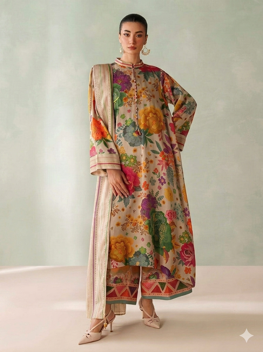 pret printed viscose silk suit pret printed viscose silk suit