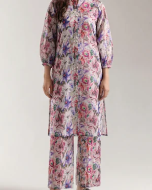 printed khaddar co ord set